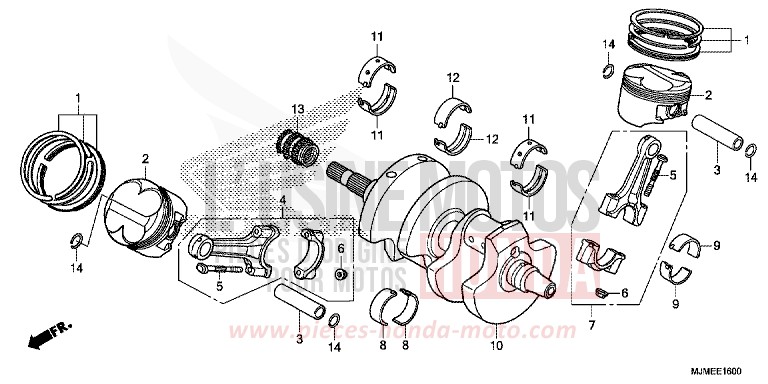 KURBELWELLE/KOLBEN von VFR800X „Crossrunner“ PEARL GLARE WHITE (NHB53) von 2015